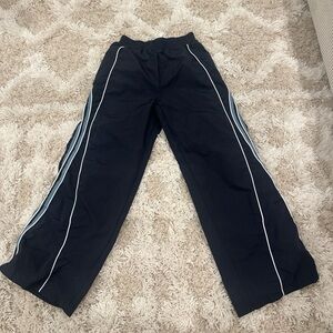 SHEIN Black Wide Leg Pants with White Stripes